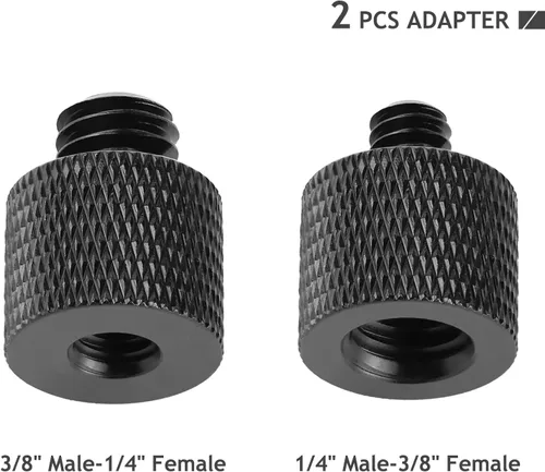 Vista 3 de Adaptador de trípode de cámara de 1/4 a 3/8 y de 3/8 a 1/4 - Tornillo macho a hembra para cámara, montaje, monitor Negro