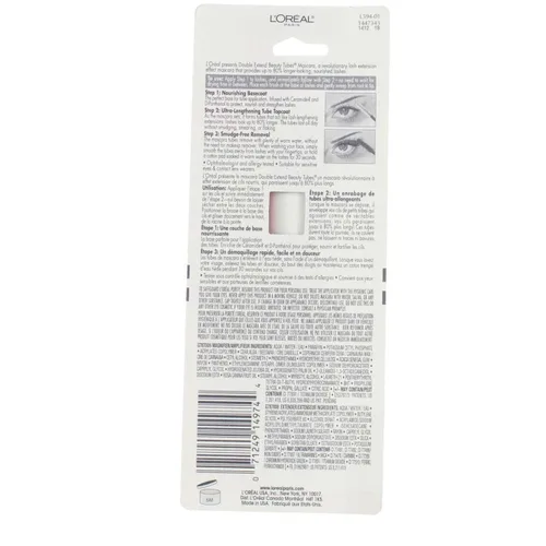 Vista 3 de L'Oreal Double Extend Beauty Tube Technology Lash Extension Effect Mascara, negro [570], 1 unidad (paquete de 12)