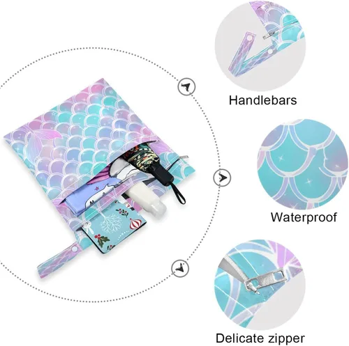 Vista 5 de Blueangle Funny Fishes - Bolsa para pañales de tela, traje de baño y viajes, bolsas húmedas resistentes al agua, perfectas para ropa húmeda