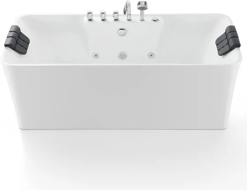 Vista 10 de Empava Bañera de hidromasaje independiente de 67 x 31.5 pulgadas, bañera de hidromasaje independiente de 560 W, 70 galones, rectangular, ideal