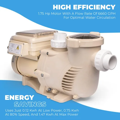 Vista 4 de XtremepowerUS SuperFlow - Bomba de piscina de alta velocidad variable para piscina enterrada con eficiencia energética de 230 V, adaptador de 1-1/2