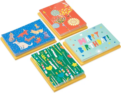 Vista 4 de Hallmark - Juego de tarjetas de cumpleaños a granel (48 tarjetas en blanco con sobres) Perros, velas, globos