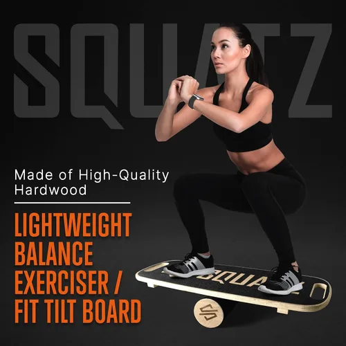 Vista 3 de SQUATZ Tabla de equilibrio de madera, escritorio de pie, tapete antifatiga, equipo de ejercicio con diseño ergonómico y superficie antideslizante