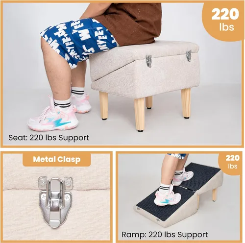 Vista 7 de Rampa para perros 3 en 1 con almacenamiento – Escaleras para mascotas para perros y gatos, suave para las articulaciones de mascotas mayores