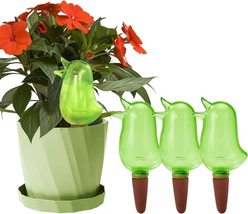Vista 10 de Paquete de 4 picos de riego automático, globos de riego para plantas de interior, picos de riego automático en forma de pájaro, dispositivos de Azul