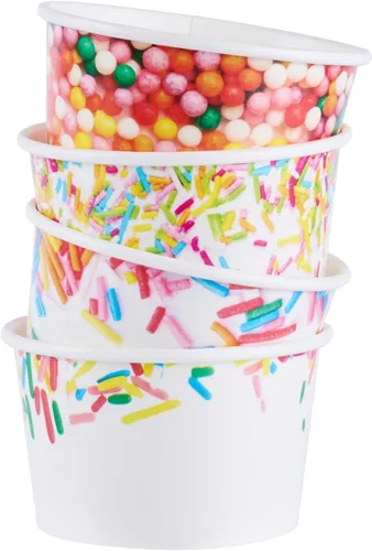 Vista 120 de Restaurantware Coppetta - Vasos de postre de 3 onzas, 50 tazas desechables para helado, tapas se venden por separado, cuencos de papel a cuadros