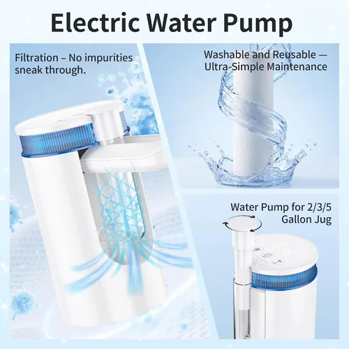 Vista 3 de Bomba de agua recargable portátil para jarra de 2/3/5 galones, 6 modos para Blanco leche