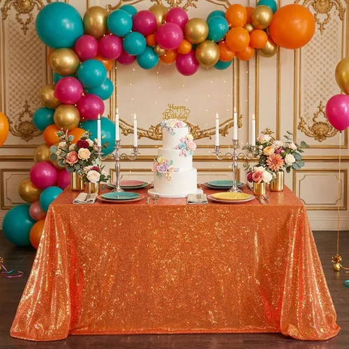 Vista 19 de B-COOL Mantel de lentejuelas con brillo para mesas, color azul bebé, mantel de lentejuelas para decoración de mesas, para bodas, Navidad