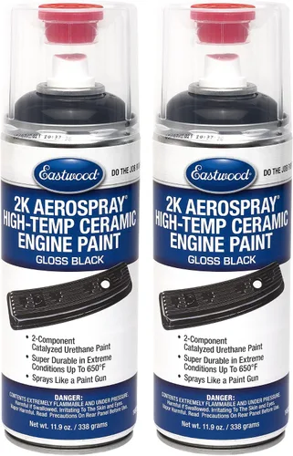 Vista 2 de Eastwood 2K Aerospray Pintura en aerosol de cerámica de alta temperatura para motor, color negro brillante 11.9 oz en aerosol 1 paquete