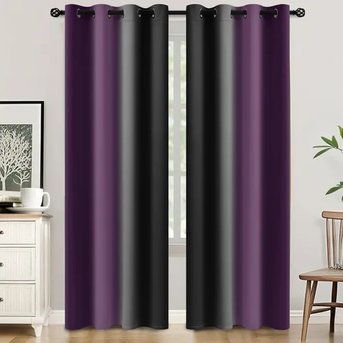 Vista 97 de SimpleHome Cortinas degradadas degradadas para oscurecer la habitación de 36 pulgadas de largo para dormitorio, con ojales y bloqueo de luz Negro
