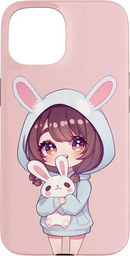 Vista 6 de Anime Girl With Bunny Kawaii Easter Japanese Otaku Girl Case for iPhone 16