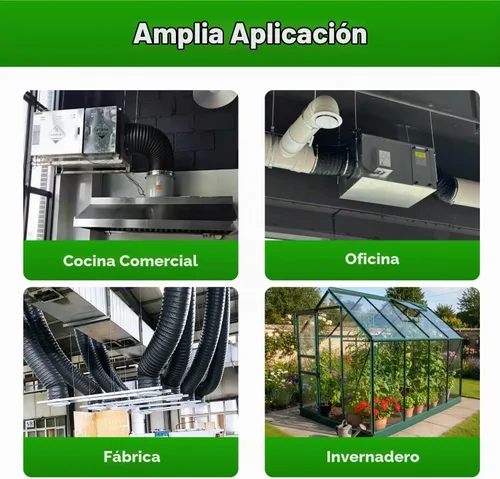 Vista 6 de Manguera de ventilación de secadora de 6 pulgadas, conducto de aire de 25 pies de largo, manguera de aire de ventilación HVAC de conductos flexibles