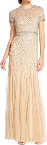 Vista 3 de Adrianna Papell Women's SS Grid Beaded Gown
