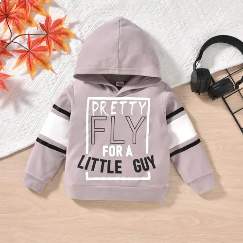 Vista 4 de HINTINA Conjunto de sudadera con capucha y estampado de letras para niño pequeño, sudadera de manga larga para otoño e invierno