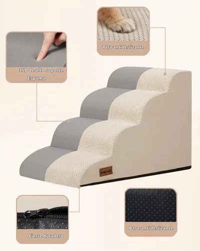 Vista 5 de Aodisman Escaleras para perros para cama o sofá, escaleras para mascotas de Beige