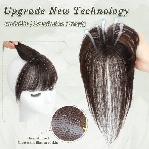 Vista 2 de Ms Taj Extensiones de cabello humano real con clip 360 para mujer, para uso diario (marrón oscuro)