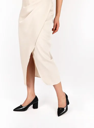 Vista 2 de AUMOTED Zapatos de tacón grueso de bloque para mujer, puntera puntiaguda, sin cordones, tacones medios gruesos, zapatos de vestir para el trabajo