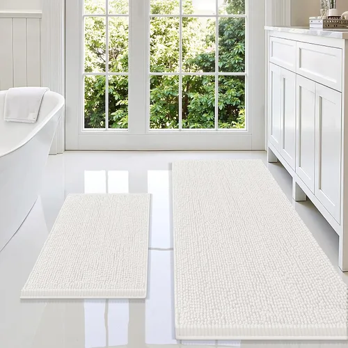 Vista 122 de Juego de alfombras de baño Smiry de 2 piezas, suave alfombra absorbente de chenilla y juego de alfombra en forma de U para inodoro, alfombra de baño