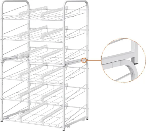 Vista 2 de MOOACE Organizador apilable para latas, paquete de 2, dispensador de almacenamiento de latas para 72 latas, organizador de latas para armario