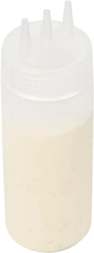 Vista 12 de Paquete de 6 botellas de plástico para apretar, transparentes, 12 onzas, punta de triple dispersión, 2.25 x 2.25 x 6.75 pulgadas por Restaurantware