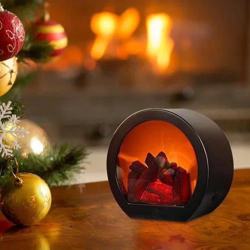 Vista 5 de Mini calentador de chimenea, linternas decorativas para chimenea, pequeña chimenea falsa, lámpara de fuego LED con efecto de llama, decoración