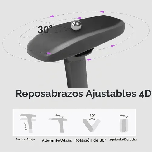 Vista 4 de Silla para juegos con reposabrazos ajustables 4D, reclinable de 155° y capacidad de 320 libras, silla ergonómica de computadora de respaldo alto