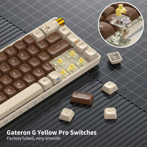 Vista 3 de ROYALAXE X ProtoArc - Teclado mecánico inalámbrico 60%, con cable intercambiable en calienteBluetooth 5.02.4G, con retroiluminación RGB para Windows