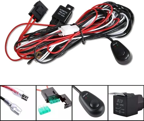 Vista 2 de iJDMTOY Kit de cables de arnés de relé de ajuste universal con interruptor de encendido/apagado de luz LED compatible con luz de conducción