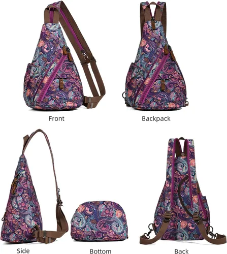 Vista 9 de KL928 Mochila de Lona Tipo Bandolera - Mochila Cruzada Pequeña para Hombro, Mochila Informal Diurna, Mochila para Hombre y Mujer (Versión Grande)