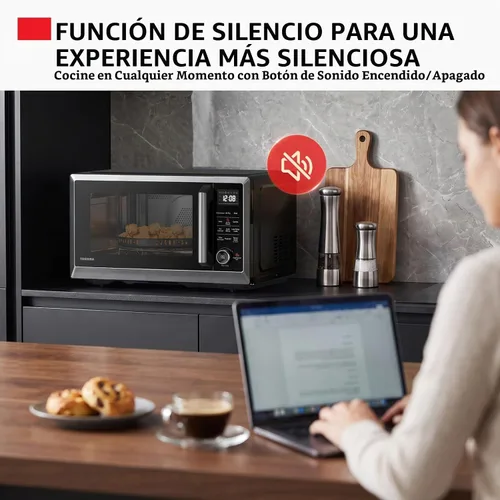 Vista 7 de TOSHIBA Horno de microondas combinado con freidora de aire 8 en 1 para encimera, con convección, parrilla, modo de eliminación de olores, plato