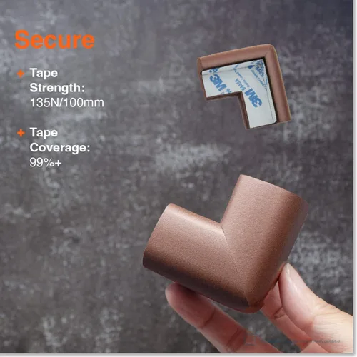 Vista 4 de Roving Cove HeftyFit - Protector de esquina para bebé (4 esquinas grandes), protectores de goma suave de espuma de goma para muebles, adhesivo 3M