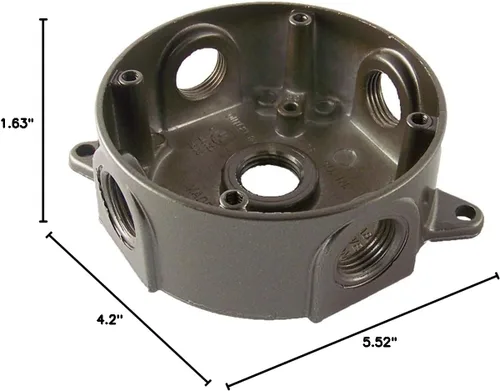 Vista 2 de Greenfield RB25BRS Series - Caja de toma de corriente eléctrica resistente a la intemperie, color bronce