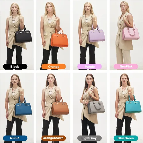 Vista 6 de Carteras para mujeres, bolso cartera monedero tote bandolera hobo con asa superior tipo satchel, juego de carteras de 2 piezas con 3 compartimentos