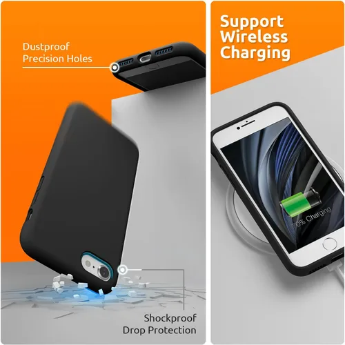 Vista 7 de Surphy - Carcasa de silicona compatible con iPhone SE 2020, iPhone 8, iPhone 7, funda de silicona líquida (con forro de microfibra) para iPhone 7