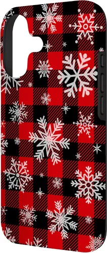 Vista 2 de Snowflakes Snow Snowing Christmas Winter Red Black Plaid Case for iPhone 17