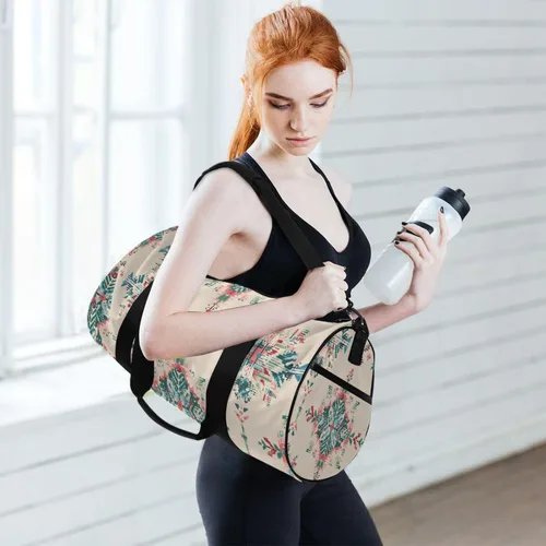 Vista 2 de Bolsa de gimnasio para mujeres y hombres, pequeña bolsa de lona para viajes, deportes, vacaciones, fin de semana, durante la noche, playa, bolsa