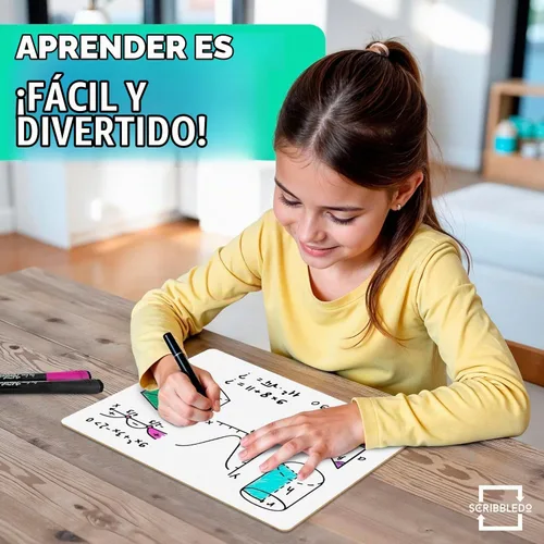 Vista 2 de Scribbledo - Pizarras de borrado en seco para estudiantes, paquete de 12