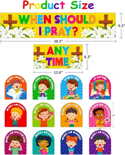 Vista 7 de FLYAB Juego de decoración de tablón de anuncios con texto en inglés «When Should I Pray» («When Should I Pray»)