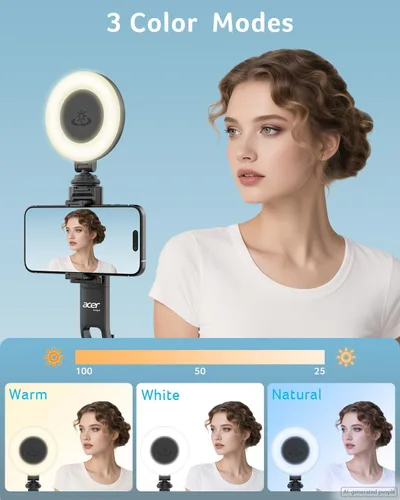 Vista 7 de Acer Gadget - Trípode de seguimiento facial automático para iPhone/teléfono celular/Android/cámara con luz y control remoto, 64 pulgadas, sin