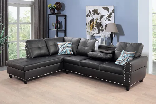 Vista 9 de FUOROLA Sofá modular de gran tamaño, sofá modular de cuero con reclinable, sofás seccionales para sala de estar, sofá reclinable de piel sintética