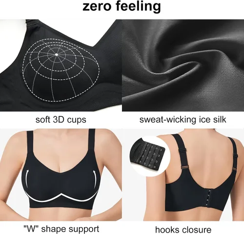 Vista 6 de Baetty Seamless Bras for Women No Underwire, Ultra Comfort Jelly Strip Wireless Bra, Adjustable Supportive Padded Bras (5474)