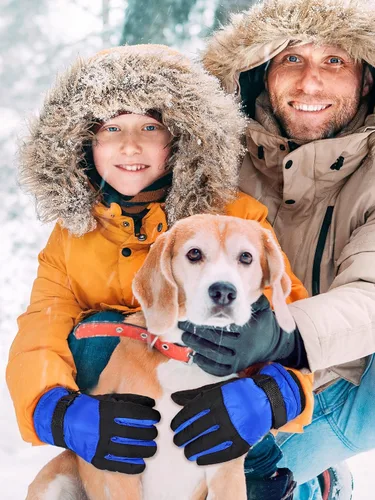 Vista 6 de SATINIOR 2 pares de guantes de nieve gruesos para niños, guantes de esquí para niños pequeños, guantes de invierno cálidos e impermeables para niños