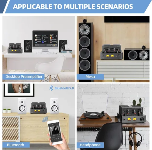 Vista 7 de Tube Amplifier, Stereo Vacuum Tube Class A/B Amplifier,Integrated Amplifier with Bluetooth 5.0,Subwoofer Output, Headphone Output, Record Player