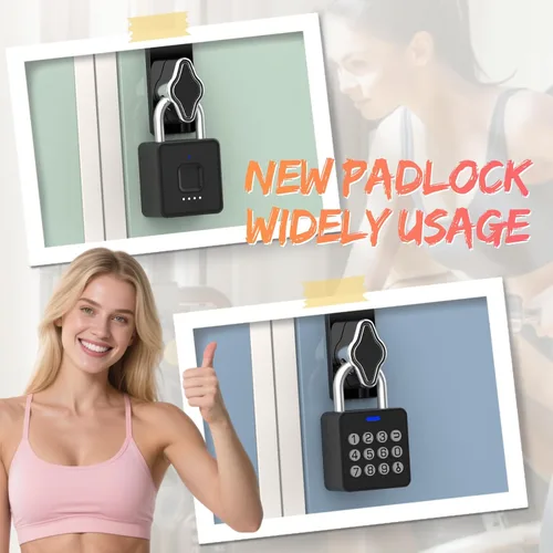 Vista 9 de Candado de huellas dactilares con código, cerradura de combinación para casillero con acceso a la aplicación Bluetooth, cerradura de puerta digital