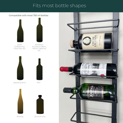 Vista 6 de TheRackCo. Wall Series - Estante para botellas de vino de doble marco (9 botellas) + sacacorchos con abrebotellas de vino gratis