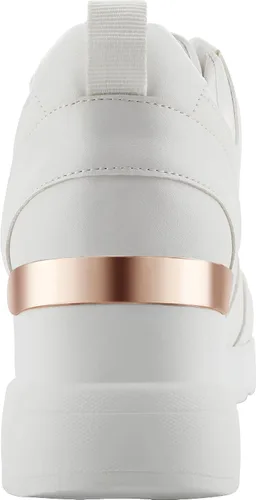 Vista 3 de YZ Tenis de cuña de moda para mujer, con tacón alto, con cordones y plataforma