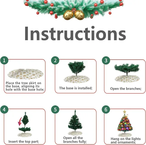 Vista 4 de Mini Christmas Tree, 24"/60cm Tabletop Artificial Christmas Tree with Ornaments & LED String Lights, Small Desktop Xmas Tree with Tree Skirt for