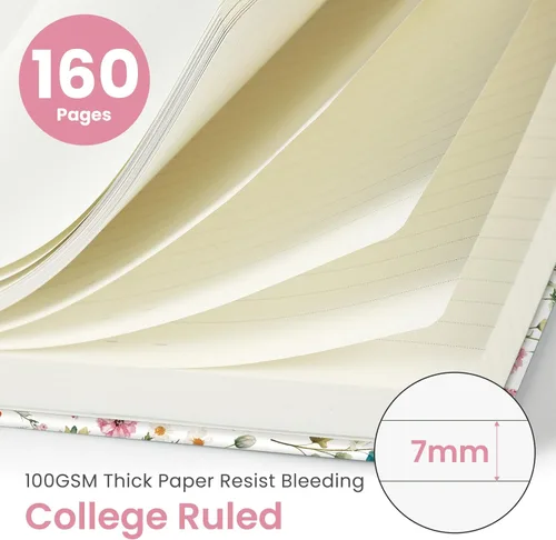 Vista 2 de Taja Cuaderno rayado para mujeres y hombres, diario de cuero de tapa dura para escribir, cuaderno de rayas universitarias A5 para trabajo y toma