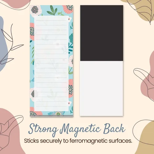 Vista 5 de Prims & Flourish Magnetic Notepads for Refrigerator, 4-Pack Grocery List Magnet Pad for Fridge, To-Do List, Reminders, Scratch Pads, Cute Floral