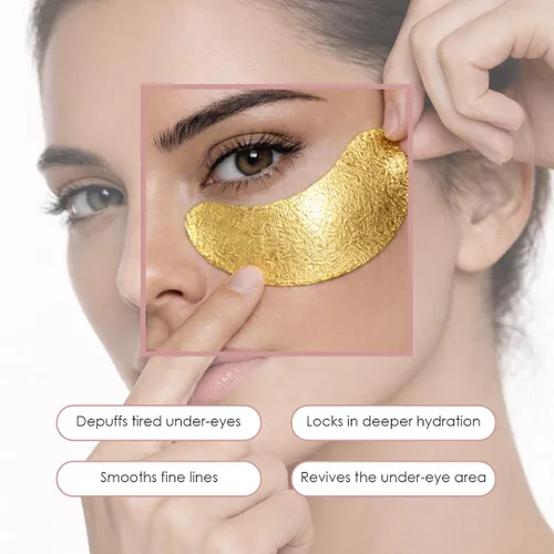 Vista 4 de Sweet Dreams - Máscaras de ojos doradas con colágeno brillante, parches coreanos para debajo de los ojos, ojos hinchados, ojeras y arrugas